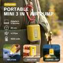 Portable Air Mattress Pump,4.5 KPa Air Pump with 3 Level Camping Light,0.22lb Quick Inflator&Deflator Pumps for Inflatable Mattress,Pool,Couch