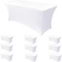 Obstal 10-Pack Stretchy Spandex Tablecloth for 6 Foot Rectangular Table - Universal Fitted Table Covers, Ideal for Weddings, Banquets & Events (White, 72" L x 30" W x 30" H)