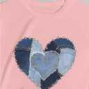 Women's Heart Patchwork Lemon Fruit Printed Summer T Shirt Short Sleeve Crewneck Graphic Tees Tops (Pink, M)