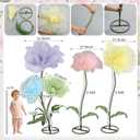 Leinuosen Multicolor 5 Pcs 8ft Giant Organza Flowers Decoration with Stand Flexible Flowers Stems for Spring Tea Bridal Shower Wedding Birthday Party Entrance Photography Booth Indoor Outdoor