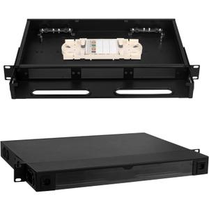 1u Fiber Enclosure Fiber Optical Rack Mount Box with 3 Slots for 19" Racks | Standard LGX panels or cassettes. Accepts up to 3 panels (5.1" x 1.14" each). Blank chassis without adapters/pigtails.