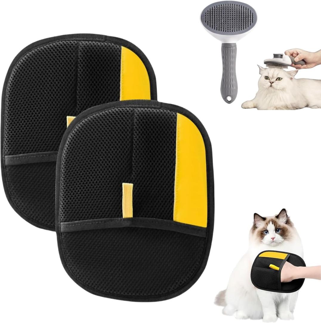 Pet Hair Removal Glove for Cats & Dogs, 2Pcs Newly Upgraded Electrostatic Pet Hair Remover Gloves, Reusable Magic Brush Pet Hair，Pet Hair Remover for Laundry, Sofas，Carpets，Clothing | Pet Hair Remover