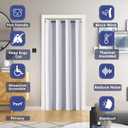 ChrisDowa Blackout Door Curtains for Doorway Privacy, Grommet Closet Curtain for bedroom closet door, Thermal Insulated Temporary Door Cover Room Divider Curtain (1 Panel, Greyish White, 42 x 80 Inch)