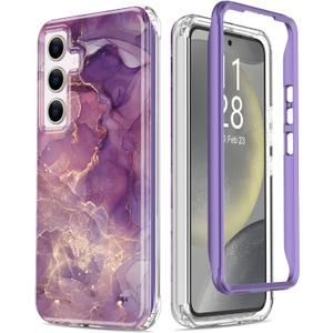 MERRO for Samsung Galaxy S24 Plus Case,Ultimate Durable Cover with Fashionable Designs for Women and Girls,Stylish Protective Phone Case 6.2" Glitter Purple Marble