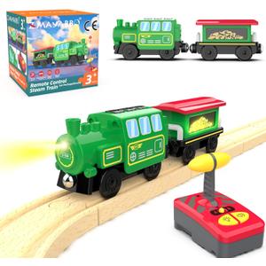 Wooden Train Accessories Battery Operated Locomotive Train, Remote Control Train for Track Set, Powerful Engine Train Vehicles Fit All Major Brands Track Railway System (Battery Not Included)