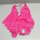 SOLY HUX Women's One Piece Lingerie Sexy Lace Babydoll Deep V Teddy Criss Cross Backless Teddy Mini Bodysuit (XX-Large, Pure Hot Pink)