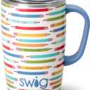Swig Life 18oz Travel Mug, Insulated Tumbler with Handle and Lid, Cup Holder Friendly, Dishwasher Safe, Stainless Steel, Teacher Gift (Teacher Life)