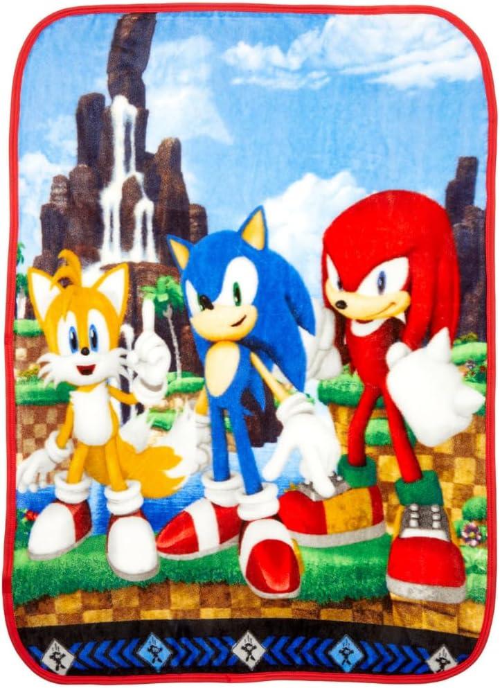 Franco Sonic The Hedgehog Anime Kids Bedding Super Soft Silk Touch Throw, 40 in x 50 in, (Official Licensed Product) (40 in x 50 in, Sonic the Hedgehog)