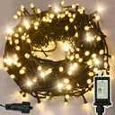 JACKYLED 300 LED Christmas String Lights, 110FT Connectable Waterproof String Lights Green Wire w/ 8 Modes & Memory, Christmas Decorations for Indoor Outdoor Xmas Tree Party Yard Garden, Warm White