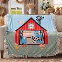 Chumia 2 Pcs/1 Set Farm Animal DIY Tie Throw Blankets 57 x 57 Inch