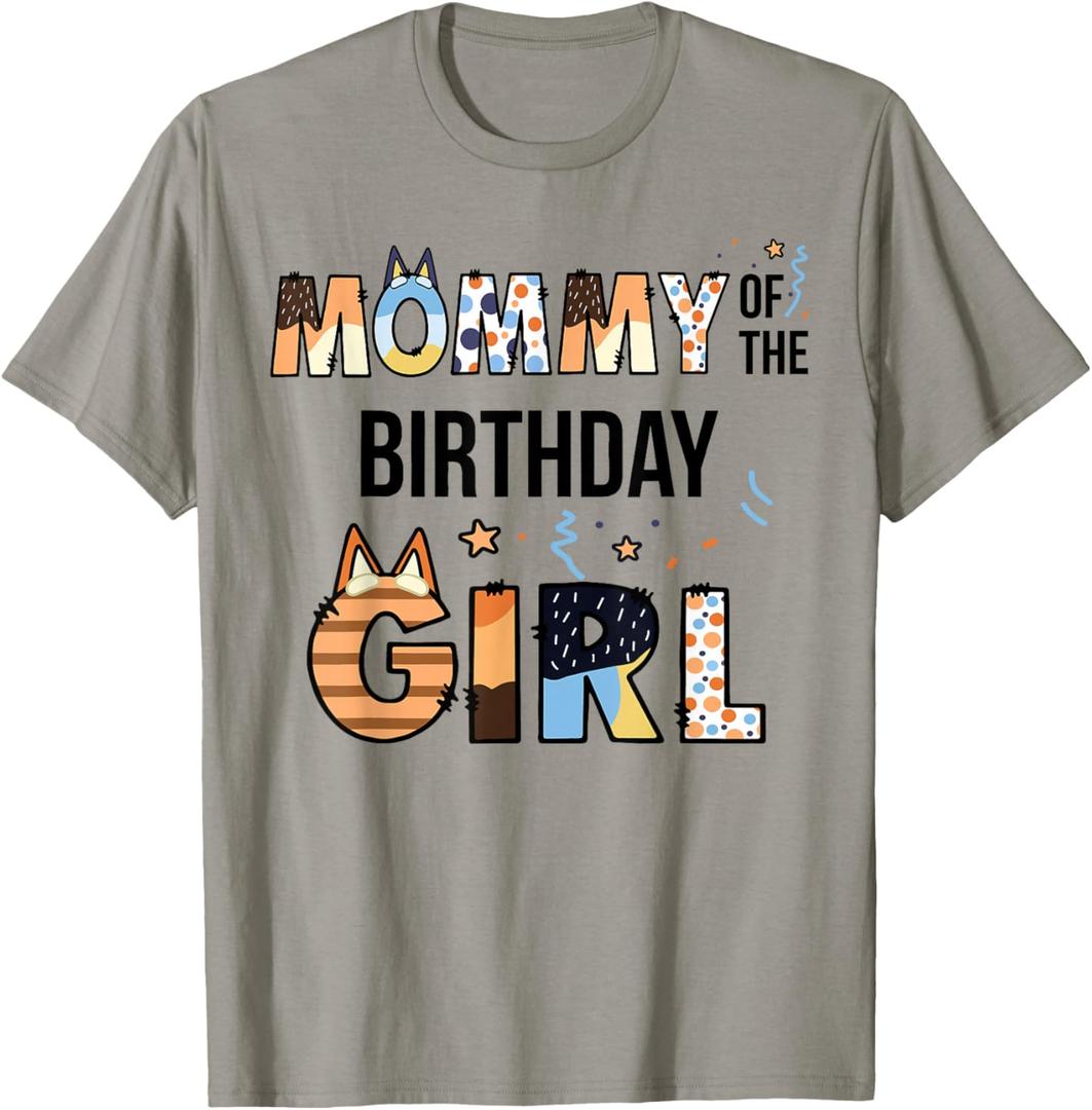 Mommy of The Birthday Girl Party Blue Dog Lover Matching T-Shirt