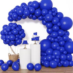 RUBFAC 129pcs Royal Blue Balloons Different Sizes 18 12 10 5 Inch for Garland Arch Kit, Blue Balloons for Birthday Party Graduation Baby Shower Baseball Nautical Party Decoration