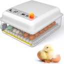 36 Egg Incubator with Auto Turner Humidity Monitor,Incubators for Chicken Duck Goose Pigeon  Digital Temperature Control, Built-in Egg Candler  Ideal for Home Farm Industrial Use (White)