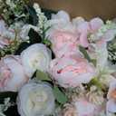 Bridesmaids Bouquets for Wedding - Set of 2 Realistic Artificial Rose Eucalyptus Silk Bride Flowers for Bridal Shower Ceremony Decorations - Pink