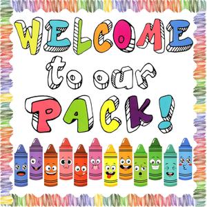 HOWAF 46pcs Back to School Bulletin Board Decorations-Welcome to Our Pack Crayon Cutouts with Border Trims for Class Bulletin Board School Wall Decor, First Day of School Classroom Decoration