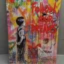 Banksy Wall Art - Canvas Street Graffiti Art Print Inspirational Quotes for Living Room, Bedroom, Bathroom, Office Wall Decor, 40x60cm/16x24in (24L" x 16W", with frame-1)