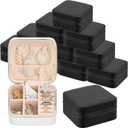 12 Pcs Travel Jewelry Case Bridesmaid Gift Boxes Jewelry Travel Organizer Small Jewelry Box Mini Storage Organizer Storage Box for Women Girls Bridesmaid Gift (White, Black)