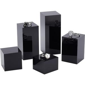 BENECREAT 5Pcs Black Acrylic Cube Display Block 1.2/1.6/2.4/3.2/4 Inch Solid Display Pedestal Stand for Gem Display Jewelry Display Displaying Pop Figures Cosmetic Showing