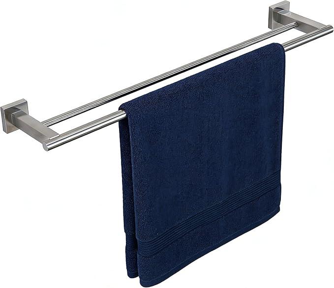Miyili 24-Inch Bathroom Double Towel Bar Brushed Stainless Steel Bath Towel Rack Holder Wall Mount, A02N60B
