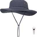 PLCWSCFV Plus Size XL XXL Sun Hats for Men Bucket Boonie UV Protection UPF50+ Waterproof Wide Brim Foldable Fishing Beach (Dark Grey)