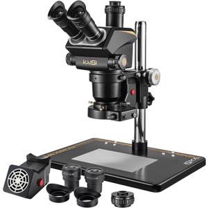Trinocular Stereo Microscope, 6.8X-68X Zoom,WF10x23 Wide Field Eyepieces,