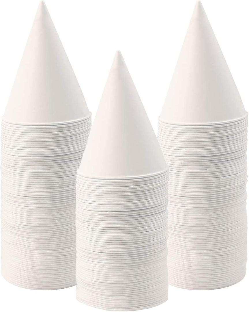 6 oz Snow Cone Cups, 100pc White Paper Cone Cups Wax Coated Leakproof Cone Paper Cups For Water Ice Cream and Shaved Ice