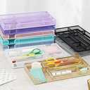 Annova Desk Drawer Organizer Tray for Office Organization - Metal Mesh - Storage Tray with Dividers for Pens, Desktop Accessories, Bathroom, Kitchen, Makeup and Office Supplies (Small, Purple)