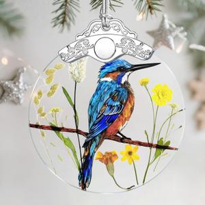 Christmas Ornaments: Stained Glass Ornament, Christmas Tree Ornament, Hanging Ornaments for Home Decor & Xmas Tree Decorations Exquisite Holiday Decor, Gifts & Holiday Present - Kingfisher