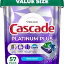 Cascade Platinum Plus Dishwasher Pods, Dishwasher Detergent, Dish Detergent Soap, Fresh, 57 Count