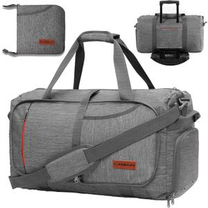 Canway 65L Foldable Duffle Bag with Shoes Compartment, Water-Resistant Packable Travel Duffel for Gym, Weekend Trips, Lightweight Carry on Luggage for Men & Women