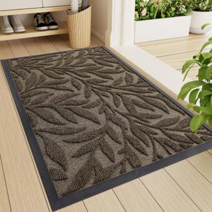 Smiry Front Door Mat Indoor Outdoor Entrance, Heavy Duty Natural Rubber, Trap Dirt and Moisture, Non-Slip Doormats, Low Profile, Easy Clean Patio Porch Entryway Mat, 29.5x17, Brown