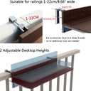 Balcony Bar Table for Railings, Outdoor Hanging Folding Adjustable Height Deck Rail Table for Patio, Garden, Rustproof Aluminum Alloy Frame,Weather Resistant, Easy Assembly