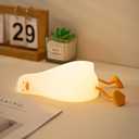 LYQTloml Lying Flat Duck Night Light, LED Squishy Duck Lamp, Cute Light Up Duck, Silicone Dimmable Nursery Nightlight, Rechargeable Bedside Touch Lamp for Breastfeeding, Finn The Duck