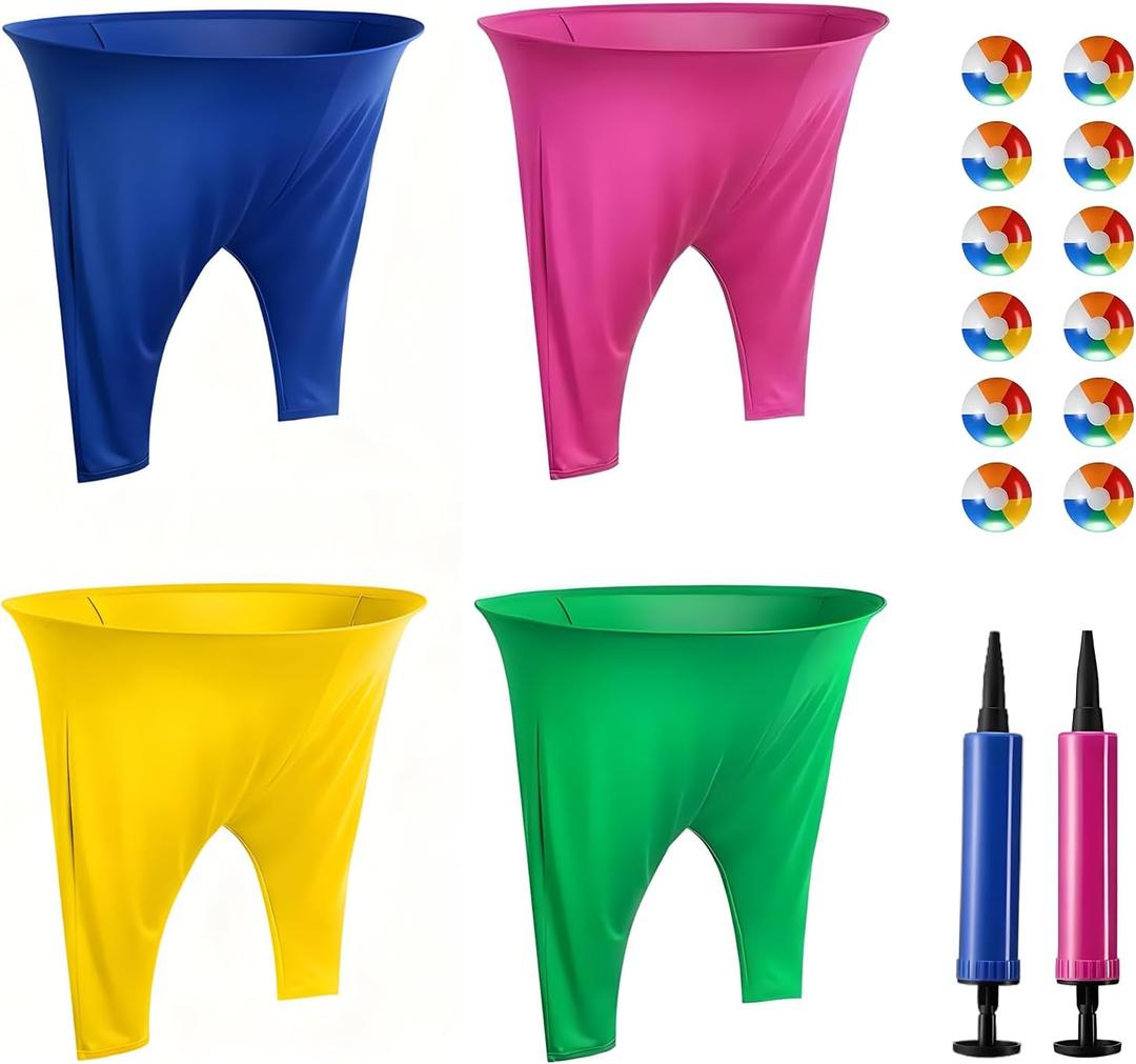 Granny Pants Yard Game, 4Pcs Granny Pants Outdoor Game for Adults and Kids, Giant Outdoor Tossing Games with 4 Oversized Pants & 12 Bouncy Balls, Family Reunion Party Field Game Set