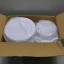 FLOWERCAT 200PCS White Plastic Plates Disposable Plates for Party - Heavy Duty Plastic Plates - 100 10" Dinner Plates and 100 7" Salad Plates for Wedding & New Year Parties and Events