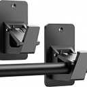 Universal Curtain Rod Holders, No Drill Curtain Rod Brackets, Self Adhesive Curtain Rod Brackets Up to 30 LB, Nail Free Curtain Rod Hooks for Bathroom, Bedroom, Livingroom, Kitchen (2PC, Black)