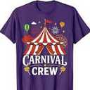 Circus Crew Funny Circus Staff Costume Circus Theme Party T-Shirt (Purple, XS)