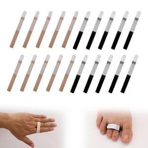 20 Pcs Buddy Tape Finger Straps, Adjustable Finger Splints for Broken Fingers, Reusable Finger Buddy Wraps & Toe Strap for Sprained Fingers Support, Trigger Finger, Mallet Finger (Black/Skin Color)