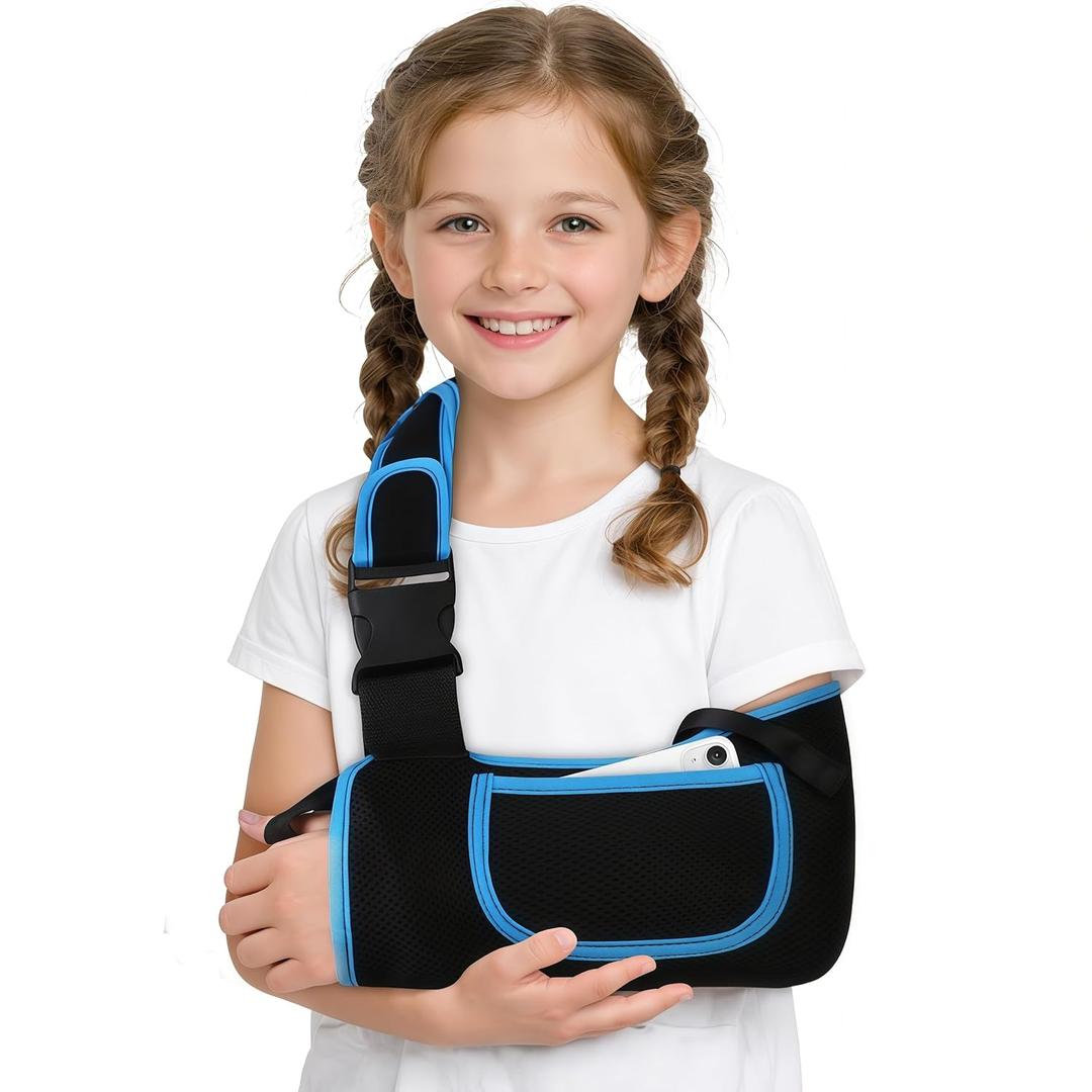 Kids Arm Sling Shoulder Immobilizer, Adjustable Rotator Cuff Support Brace, Fit Left or Right, Breathable Mesh Medical Slings for Elbow, Clavicle and Wrist Injury, Forearm Fracture, Surgery Recovery, Size: S (9.5–11")