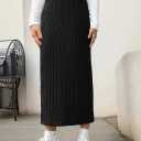  Women's Plus Size High Elastic Waist Long Bodycon Maxi Pencil Skirt (X-Large Plus, Black)