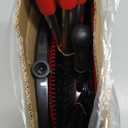 NACENA Broom and Dustpan Set, 52-in Long Adjustable Handle Broom Dustpan Combo with Dustpan Teeth to Automatically Clean Hair Suitable for Home Kitchen Office Hall FloorBlack&Red