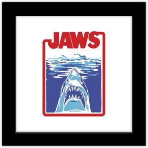 Trends International Gallery Pops Jaws - 50th Anniversary Shark Badge Wall Art, 12" x 12" Gallery Pops Wall Art, Black Framed Version