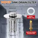 Bathroom Sink Stopper, Stainless Steel Pop-up Sink Stopper Hair Catcher with Removable Basket (2PCS)