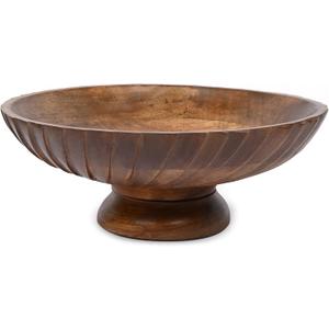 EDHAS Mango Wood Decorative Wooden Bowl Hand Carved Home Decor for Dining Table Center, Living Room, Kitchen Décor (12" x 12' x 4.75")