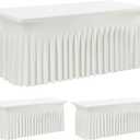 leegleri 2 Pack Ivory Spandex Table Clothes for 6 Foot Rectangle Tables, Wrinkle Free Fitted Table Cloth 6ft Stretch Tablecloths for Parties Weddings Birthday Banquet Baby Shower