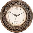 Pumtus Plastic Silent Wall Clock, 13 Inch Vintage Large Wall Clocks, Battery Operated Round Bathroom Clock, Non-Ticking Decorative Retro Analog Clocks for Living Room, Office, Kitchen, School (12.9 Inch)