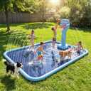 Splash Pad for Kids, 118"x138" Extra Large Sprinkler Splash Pad with Basketball Hoop & Ball, Non-Slip Outdoor Water Toys for Backyard Summer Fun