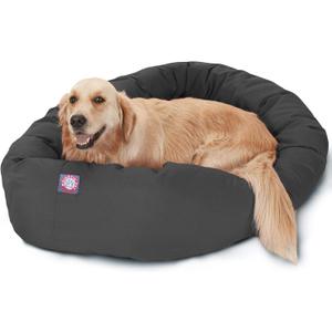 Majestic Pet Dog Bagel Calming Bed, 40x29x9in, Soft Round Pet Bed with Spine Support, Fluffy Donut Dog Bed, Large, Gray