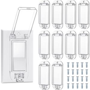 Tellegloww 10 Pack Light Switch Guard Cover Baby Child Proof Wall Light Switch Cover Guard for Rocker Protects Your Lights or Circuits from Being Accidentally Turned on or off (Clear)