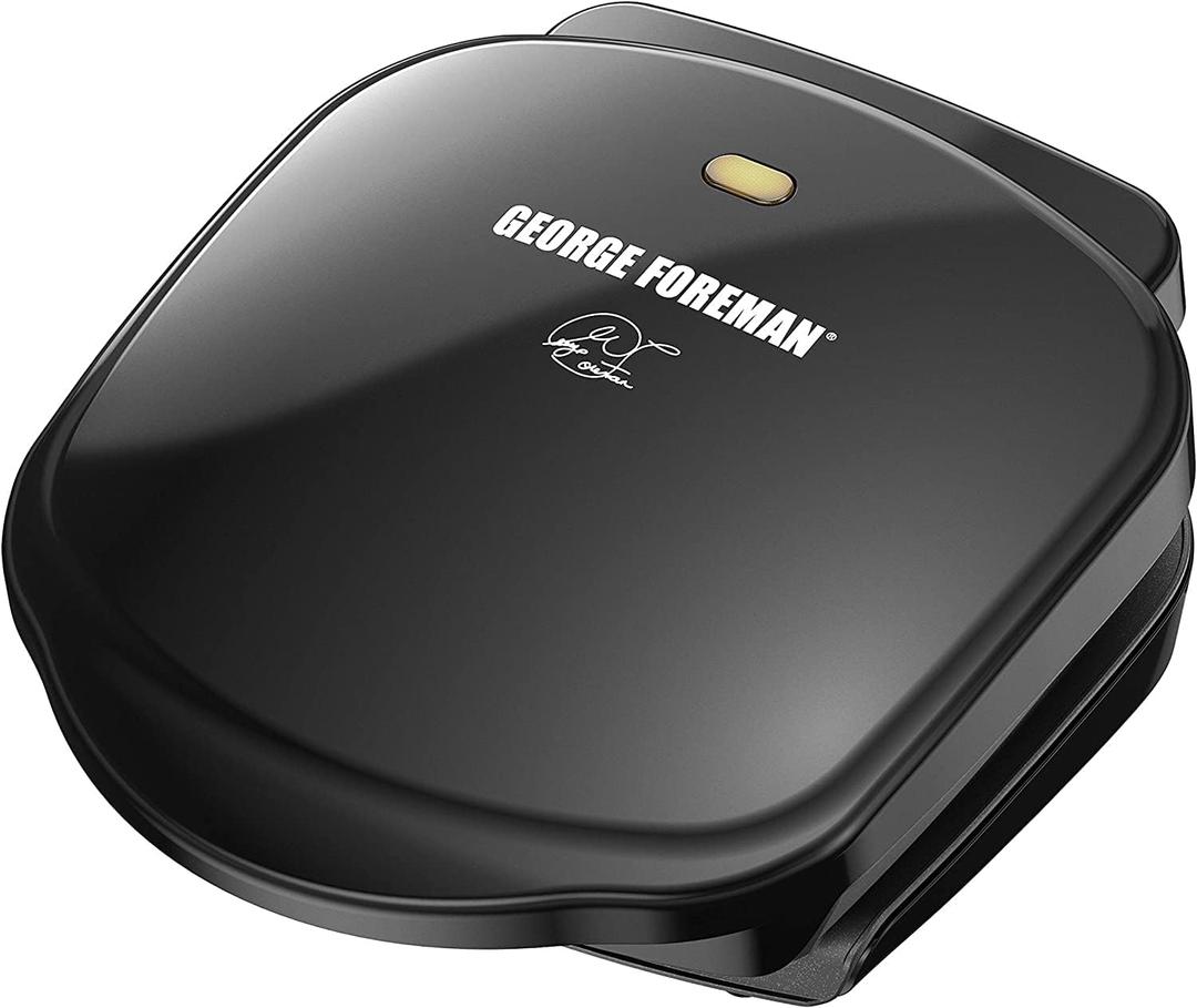 George Foreman GR10B 2-Serving Mini Grill & Panini Press, Compact 7.3 x 5.6 Cooking Surface,12 Servings, Dorms & Small Kitchens